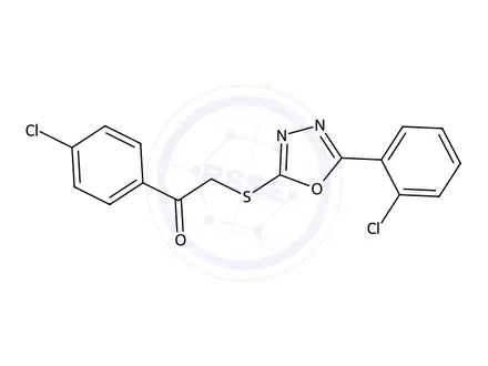 Chemical structure of 1-(4-Chlorophenyl)-2-((5-(2-chlorophenyl)-1,3,4-oxadiazol-2-yl)thio)ethanone