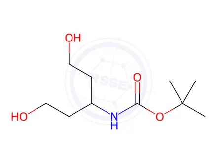 Chemical structure of Carbamic acid, N-[3-hydroxy-1-(2-hydroxyethyl)propyl]-, 1,1-dimethylethyl ester