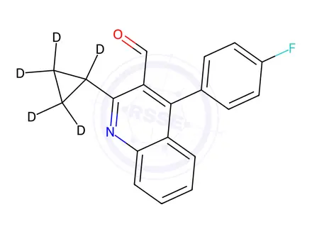 Chemical structure of 2-Cyclopropyl-4-(4-fluorophenyl)-3-quinoline-d5 3-Aldehyde