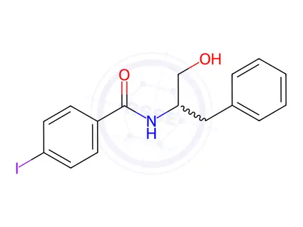 Chemical structure of N-(1-hydroxy-3-phenylpropan-2-yl)-4-iodobenzamide