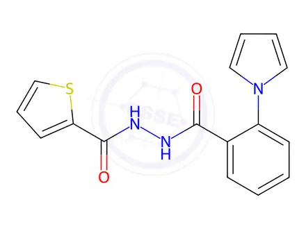 Chemical structure of N'-(2-(1H-pyrrol-1-yl)benzoyl)thiophene-2-carbohydrazide