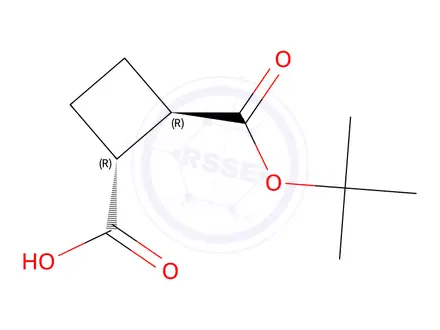 Chemical structure of rel-(1R,2R)-2-(tert-Butoxycarbonyl)cyclobutanecarboxylic acid