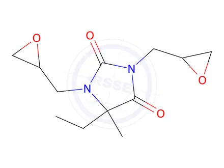 Chemical structure of 5-ethyl-5-methyl-1,3-bis(oxiranylmethyl)imidazolidine-2,4-dione