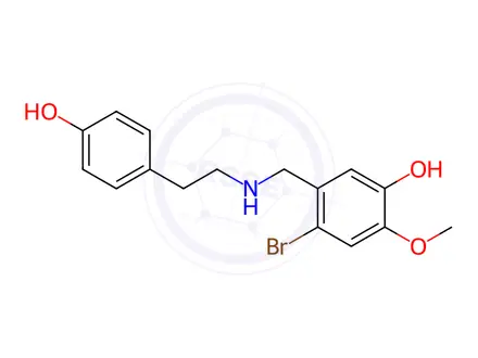 Chemical structure of 4-Bromo-5-[[[2-(4-hydroxyphenyl)ethyl]amino]methyl]-2-methoxyphenol