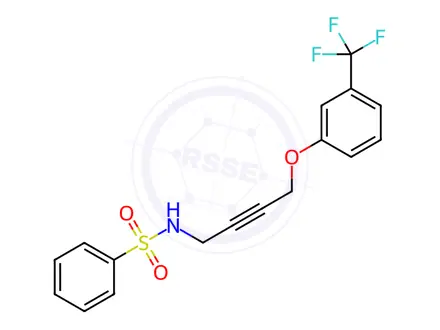 Chemical structure of N-(4-(3-(Trifluoromethyl)phenoxy)but-2-yn-1-yl)benzenesulfonamide