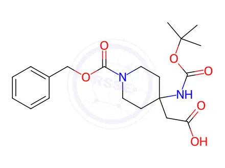 Chemical structure of 2-(1-((Benzyloxy)carbonyl)-4-((tert-butoxycarbonyl)amino)piperidin-4-yl)acetic acid