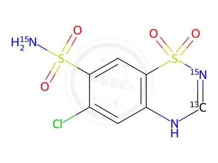 Chemical structure of Chlorothiazide-13C,15N2 (Hydrochlorothiazide EP Impurity A-13C,15N2)