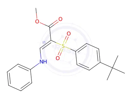 Chemical structure of Methyl (2Z)-2-(4-tert-butylbenzenesulfonyl)-3-(phenylamino)prop-2-enoate