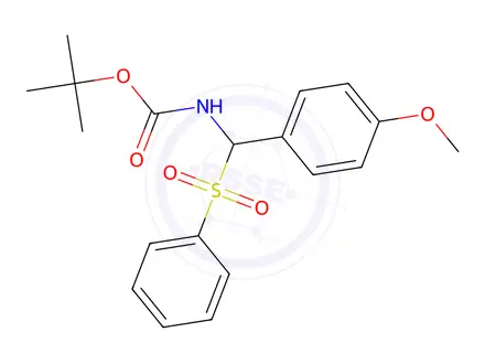 Chemical structure of tert-Butyl ((4-methoxyphenyl)(phenylsulfonyl)methyl)carbamate