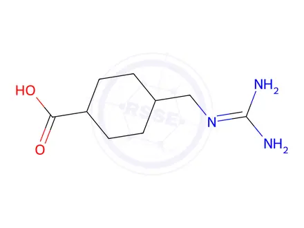 Chemical structure of 4-(((Diaminomethylene)amino)methyl)cyclohexanecarboxylic acid