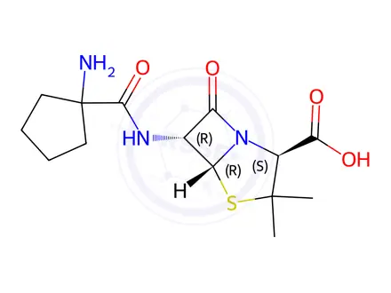 Chemical structure of 6α-[[(1-Aminocyclopentyl)carbonyl]amino]penicillanic acid