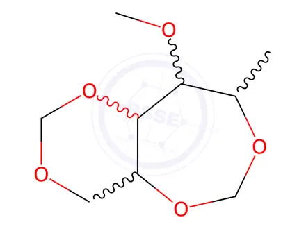 Chemical structure of Mannitol,6-deoxy-4-O-methyl-1,3:2,5-di-O-methylene-, DL-(8CI)