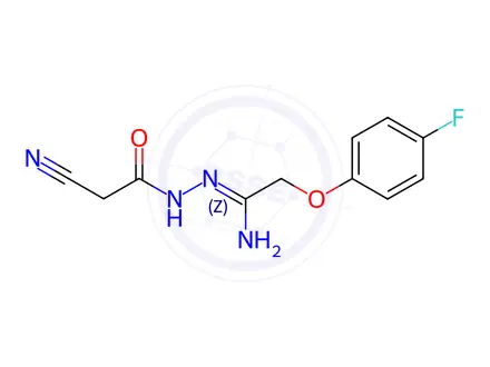 Chemical structure of N-(2-Cyanoacetyl)-2-(4-fluorophenoxy)ethanehydrazonamide