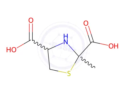 Chemical structure of 2-methyl-2,4-thiazolidine dicarboxylate