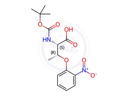 Chemical structure of N-(tert-butoxycarbonyl)-O-(2-nitrophenyl)-L-threonine