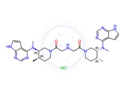 Chemical structure of Ethanone, 2,2'-iminobis[1-[(3R,4R)-4-methyl-3-(methyl-7H-pyrrolo[2,3-d]pyrimidin-4-ylamino)-1-piperidinyl]-
