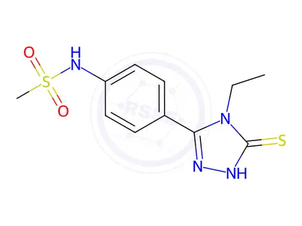 Chemical structure of N-(4-(4-Ethyl-5-mercapto-4H-1,2,4-triazol-3-yl)phenyl)methanesulfonamide
