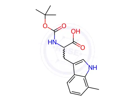 Chemical structure of 2-((Tert-butoxycarbonyl)amino)-3-(7-methyl-1H-indol-3-yl)propanoic acid
