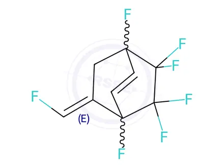 Chemical structure of 1,4,5,5,6,6-Hexafluoro-7-[(E)-fluoromethylene]bicyclo[2.2.2]oct-2-ene