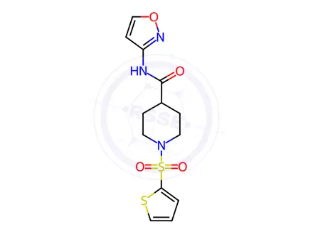 Chemical structure of N-(Isoxazol-3-yl)-1-(thiophen-2-ylsulfonyl)piperidine-4-carboxamide