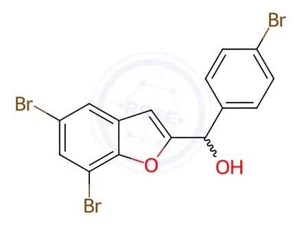 Chemical structure of (4-Bromophenyl)(5,7-dibromobenzofuran-2-yl)methanol