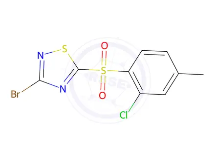 Chemical structure of 3-Bromo-5-(2-chloro-4-methylphenylsulfonyl)-1,2,4-thiadiazole