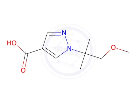 Chemical structure of 1-(1-Methoxy-2-methylpropan-2-yl)-1H-pyrazole-4-carboxylic acid