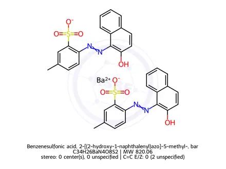 Chemical structure of Benzenesulfonic acid, 2-[(2-hydroxy-1-naphthalenyl)azo]-5-methyl-, barium salt (2:1)