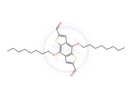 Chemical structure of 4,8-Bis(n-octyloxy)benzo[1,2-b:4,5-b']dithiophene-2,6-dicarbaldehyde