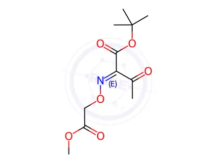 Chemical structure of Cefixime -2- methoxycarbonyl methoxyimino tertiary butyl acetate Impurity