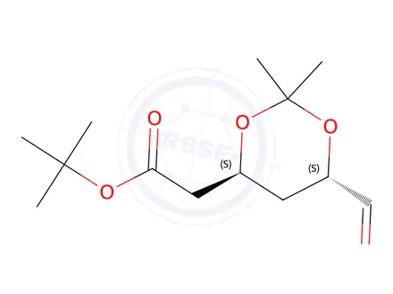 Chemical structure of ((4S,6S)-6-Formyl-2,2-dimethyl-[1,3]dioxan-4-yl)aceticacid tert-butyl ester
