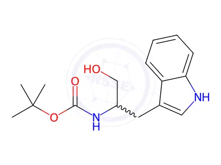 Chemical structure of Carbamic acid, N-[2-hydroxy-1-(1H-indol-3-ylmethyl)ethyl]-, 1,1-dimethylethyl ester