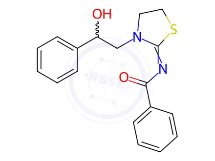 Chemical structure of N-(3-(2-Hydroxy-2-phenylethyl)thiazolidin-2-ylidene)benzamide