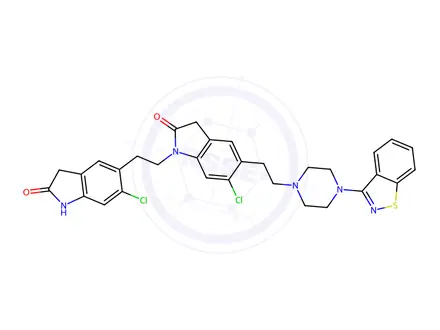 Chemical structure of 5-(2-(4-(benzo[d]isothiazol-3-yl)piperazin-1-yl)ethyl)-6-chloro-1-(2-(6-chloro-2-oxoindolin-5-yl)ethyl)indolin-2-one