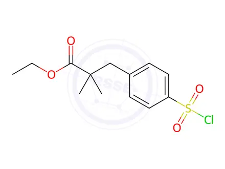 Chemical structure of Ethyl 2,2-Dimethyl-3-(4-chlorosulfonylphenyl)propionate