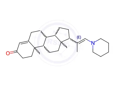 Chemical structure of 22-N-Piperidino-bisnor-4,20-choladiene-3-one