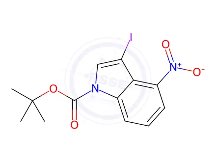 Chemical structure of t-Butyl-3-iodo-4-nitro-1H-indole-1-carboxylate