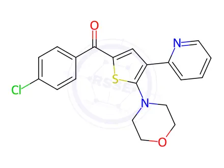 Chemical structure of (4-chlorophenyl)[5-morpholino-4-(2-pyridinyl)-2-thienyl]methanone