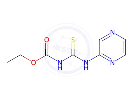 Chemical structure of Carbamic acid, N-[(2-pyrazinylamino)thioxomethyl]-, ethyl ester