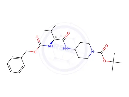 Chemical structure of 4-((S)-2-BenzyloxycarbonylaMino-3-Methyl-butyrylaMino)-piperidine-1-carboxylic acid tert-butyl ester