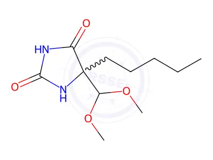 Chemical structure of 5-(Dimethoxymethyl)-5-pentylimidazolidine-2,4-dione