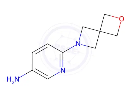 Chemical structure of 6-{2-oxa-6-azaspiro[3.3]heptan-6-yl}pyridin-3-amine