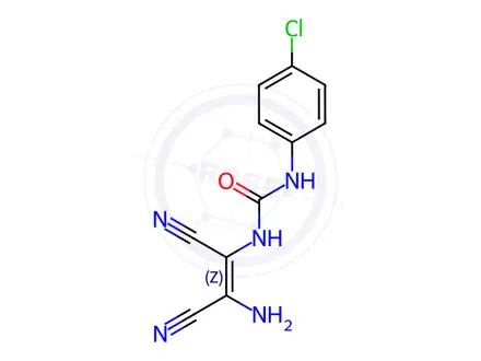 Chemical structure of 3-[(1Z)-2-Amino-1,2-dicyanoeth-1-en-1-yl]-1-(4-chlorophenyl)urea
