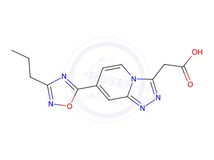 Chemical structure of 2-[7-(3-Propyl-1,2,4-oxadiazol-5-yl)-[1,2,4]triazolo[4,3-a]pyridin-3-yl]acetic acid