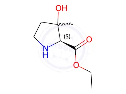 Chemical structure of Proline, 3-hydroxy-3-methyl-, ethyl ester (9CI)