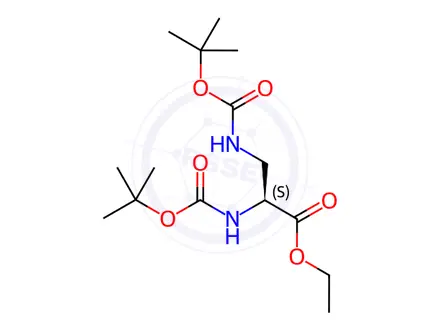 Chemical structure of (S)-Ethyl 2,3-bis((tert-butoxycarbonyl)amino)propanoate