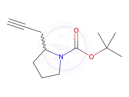 Chemical structure of 1-Pyrrolidinecarboxylic acid, 2-(2-propyn-1-yl)-, 1,1-dimethylethyl ester