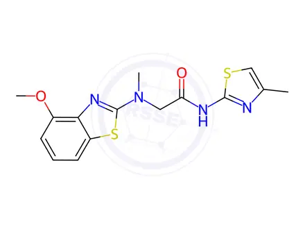 Chemical structure of 2-((4-Methoxybenzo[d]thiazol-2-yl)(methyl)amino)-N-(4-methylthiazol-2-yl)acetamide