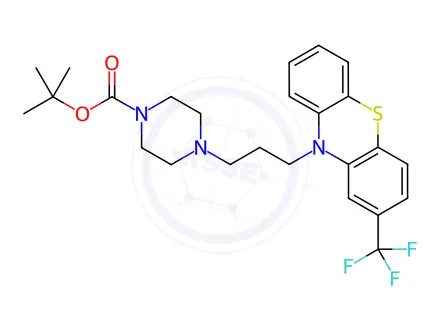 Chemical structure of tert-Butyl 4-(3-(2-(trifluoromethyl)-10H-phenothiazin-10-yl)propyl)piperazine-1-carboxylate
