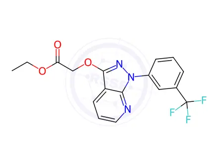 Chemical structure of [[1-[3-(Trifluoromethyl)phenyl]-1H-pyrazolo[3,4-b]pyridin-3-yl]oxy]acetic acid ethyl ester